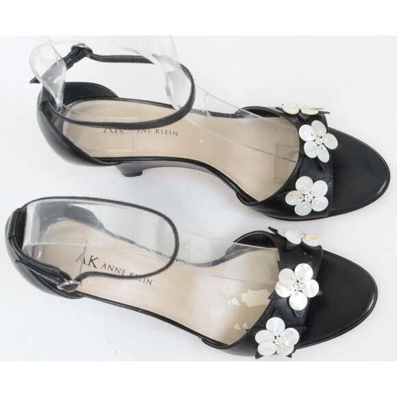 Anne Klein Flower Applique Patent Wedge Open-Toe Dressy Heels Sandal Women's 7.5 - Picture 7 of 8